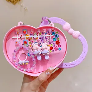 Kids Hair Accessories Set Cute Cartoon Animal Mermaid Hair Clips Bracelets Rings Jewelry Gift Box For Girls