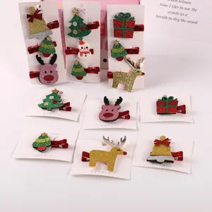 Christmas kids hair clips cute holiday cartoon hairpins set for baby girls duckbill clips