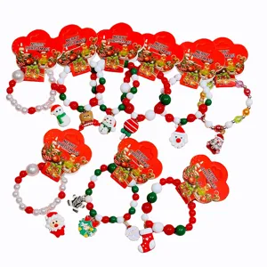 Christmas beaded bracelets set for kids, cute cartoon pendants cute holiday gifts accessories