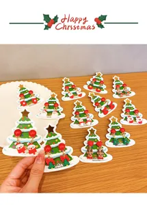 Kids Christmas clip earrings set, cute cartoon reindeer and snowman jewelry details.