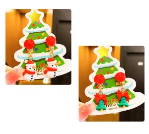 Cute Christmas children clip-on earrings set featuring snowman and bell designs for girls.