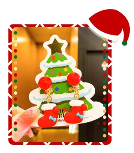 Christmas children clip-on earrings cute cartoon stocking design detail view jewelry accessory