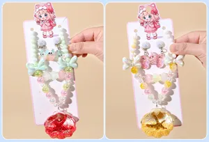 Children ocean style jewelry set featuring quicksand shell necklace and cute pearl earrings.