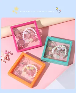 Girls pearl shell bracelet hair tie set cute ocean style kids fashion jewelry gift.