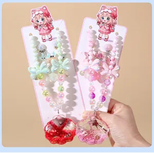 Girls ocean style jewelry set pearl necklace bracelet earrings cute gifts for kids