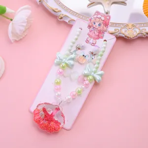 Kids ocean style jewelry set girls pearl necklace earrings shell pendant cute accessories