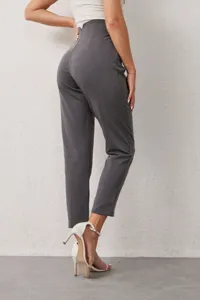 Women high waist casual suit trousers elegant solid color slim fit long pants office wear.