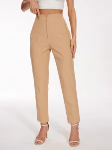 Women high waist casual suit trousers solid color straight leg elegant office wear long pants