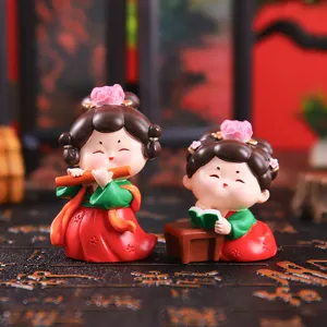 Ancient style resin girl court lady figurine ornament for home decor and desktop display