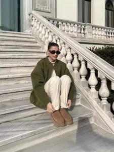 Women's Loose Casual Stand-Up Collar Snap Jacket Streetwear Y2K Olive Green Outerwear