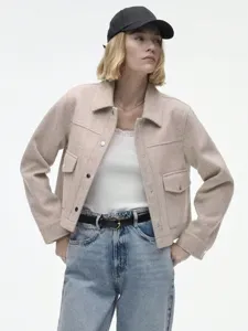 Mujer chaqueta camisa de lana casual moda otoño manga larga solapa ropa exterior bolsillos