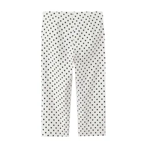 Women casual white polka dot high waist straight trousers fashion elegant daily wear.