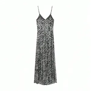 Women sexy leopard print slip dress summer long V-neck slim fit casual spaghetti strap maxi dress