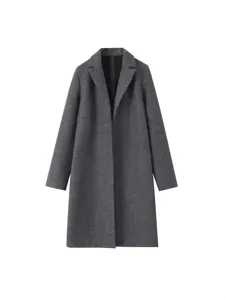 Manteau Femme Mode Casual Revers Unie Manches Longues Mélange de Laine Hiver Chic