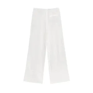 Pantalone casual bianco ampio ed elegante, pantalone tinta unita da donna con tasca posteriore.