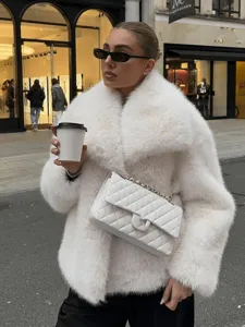 White faux fur lapel coat detail, luxury winter streetwear fashion design, soft plush texture.