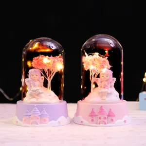 Cute fairy tale glass dome night light desktop ornament LED warm light romantic gift for girls