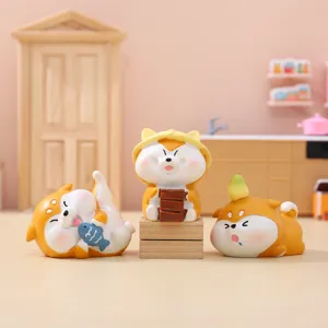Kreative Cartoon Shiba Inu Kunstharz Ornament Lustig Fauler Hund Büro Desktop Deko Süße Wasserschwein Figur Geschenk Zuhause Auto Miniatur Deko