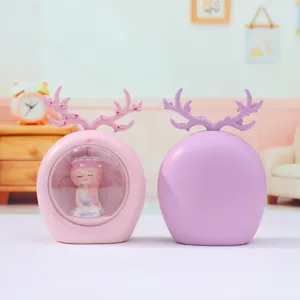 Creative deer antler fairy night light desk ornament for girls bedroom decoration gift.