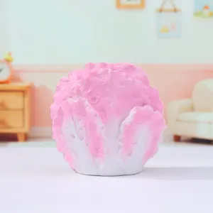 Pink cabbage resin ornament detail view, cute creative desktop decor for home and office.