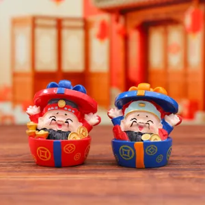 Niedliche chinesische Glücksgott Desktop Harz Figur Auto Dekoration glückliches Geschenk