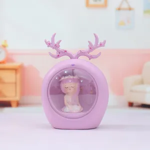 Creative flower fairy desktop ornament night light, cute resin bedroom decor gift for girls.