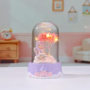 Cute fairy glass dome night light bedroom decor starry light gift for girls detail view