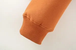 Detailed view of the caramel ribbed cuff for women sweatshirt jacket, soft fabric.