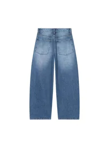 Jeans in denim blu larghi da donna pantaloni casual autunnali a vita alta moderni