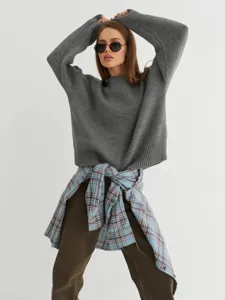Maglione in maglia largo da donna top casual a maniche lunghe moda autunno inverno