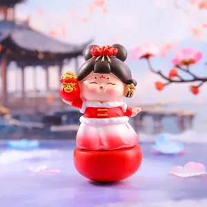 Süße Tang-Stil Dame Stehaufmännchen Figur, traditionelle chinesische Heimdeko Geschenk.