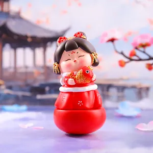 Chinesischer Stil Tang Dame Figur Wackelfigur Heimdekoration Tischornament roter Fisch