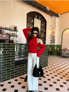 Women's autumn knit sweater set cutout halter top shawl long sleeve two-piece outfit chic
