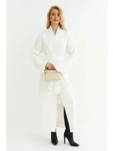 Dames lang gebreid vest winter warm open trui jas met riem casual stijl voor dagelijks