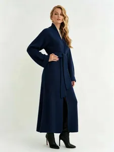 Dames lange gebreide cardigan jas oversized open voorkant met riem herfst winter