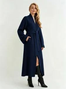 Lange gebreide vesten voor dames, elegante trui jas met riem, gezellige herfst winter mode kleding.