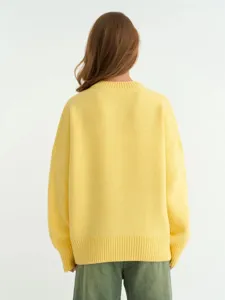 Maglione in maglia oversize casual da donna, pullover a maniche lunghe con scollo tondo.