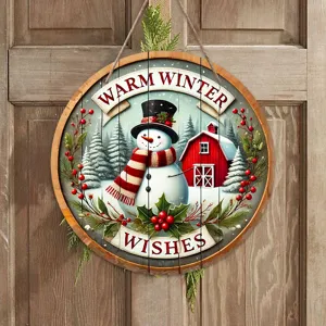 Christmas decorative wooden hanging sign round wooden door plaque holiday ornament