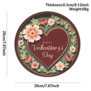 Wooden Valentine's Day decorative plaque round hanging sign for home wall decor 20cm