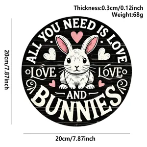 Rustic wooden hanging sign with cute bunny design, perfect for home wall and door decor.