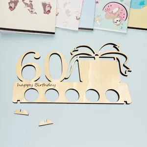 ξύλινη θήκη χρημάτων 60ών γενεθλίων DIY δώρο στολίδι πάρτι διακόσμηση γραφείου βάση