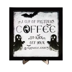 Halloween bois deco panneau bureau fantome cafe bar effrayant festival plaque accessoire