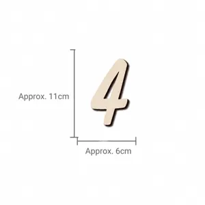 Numero 4 in legno accessorio decorativo per festa di compleanno adesivo murale 11x6cm