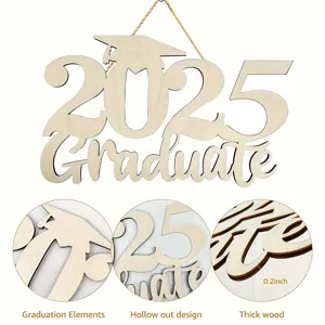 Wooden 2025 graduation hanging sign plaque decoration for high school university party props.