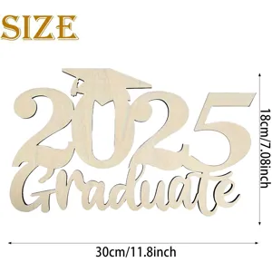 Wooden 2025 Graduate Sign Graduation Party Prop Photo Decor Gift Details Dimension View