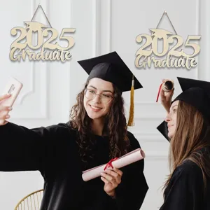 Wooden 2025 graduation hanging sign party decoration photo prop for graduates ceremony.