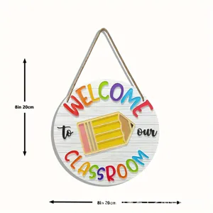 Wooden Welcome to School Hanging Sign Classroom Door Plaque Back to School Decor 8 Inch
