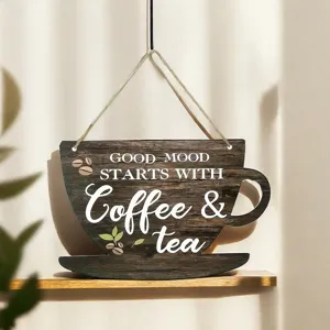 Rustikales Holzschild Kaffeetasse, Vintage Wanddekoration fur Kuche, Kaffee und Tee Liebhaber.