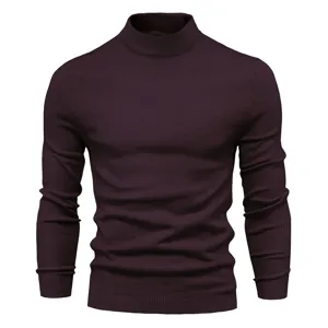 Men's autumn winter slim fit turtleneck sweater long sleeve knitwear solid color top