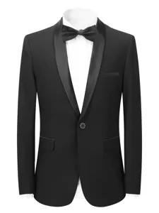 Men's black shawl lapel tuxedo jacket single button blazer for wedding party formal event